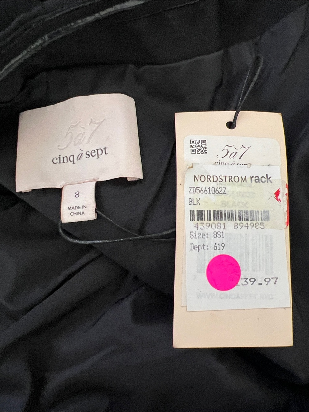 Cinq à Sept Tristen Dress Size 8 Black Strapless Bodycon Mini Dress NWT $395 - Picture 7 of 10